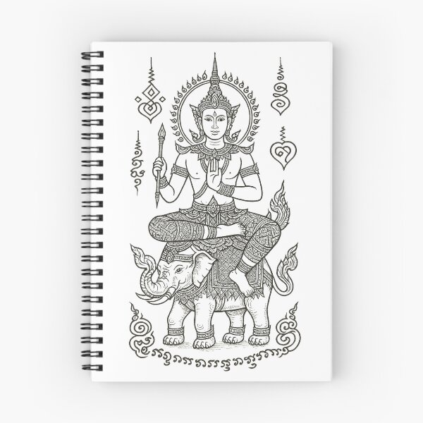 Item preview, Divine Deity on Sacred Elephant – Thai Yantra Protection Art designed and sold by Sksticker991.