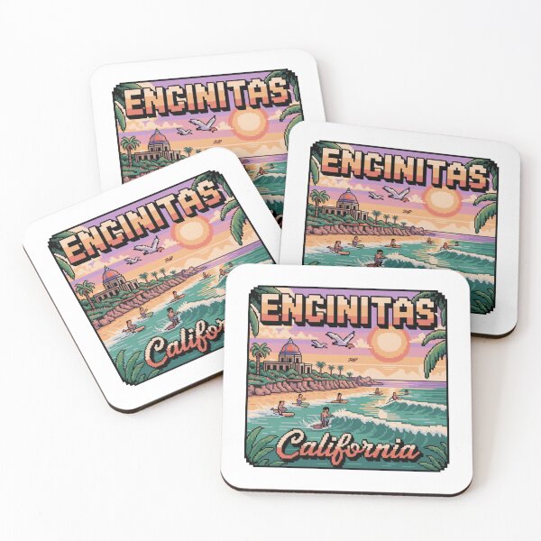Item preview, Encinitas California Retro Pixel Wide Surf Beach Sunset designed and sold by CircinusStore.