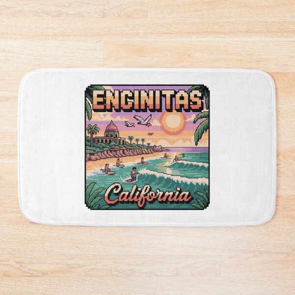 Item preview, Encinitas California Retro Pixel Wide Surf Beach Sunset designed and sold by CircinusStore.