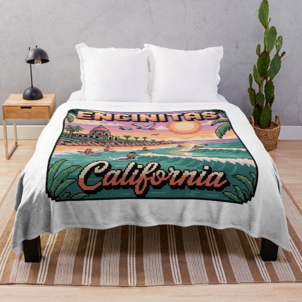 Item preview, Encinitas California Retro Pixel Wide Surf Beach Sunset designed and sold by CircinusStore.