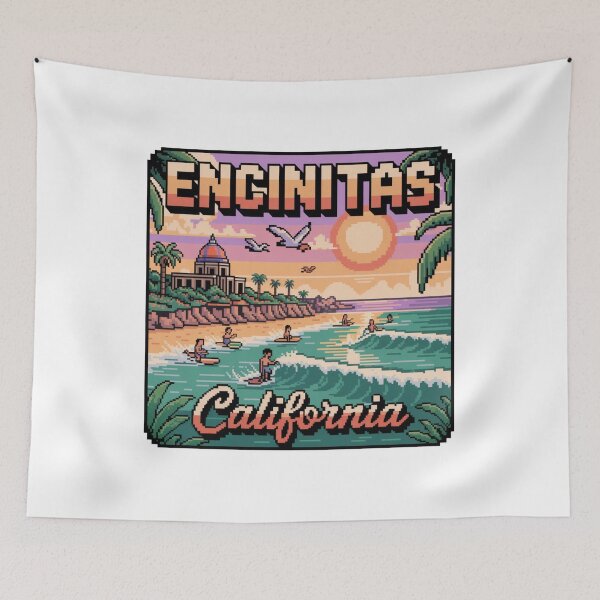 Item preview, Encinitas California Retro Pixel Wide Surf Beach Sunset designed and sold by CircinusStore.