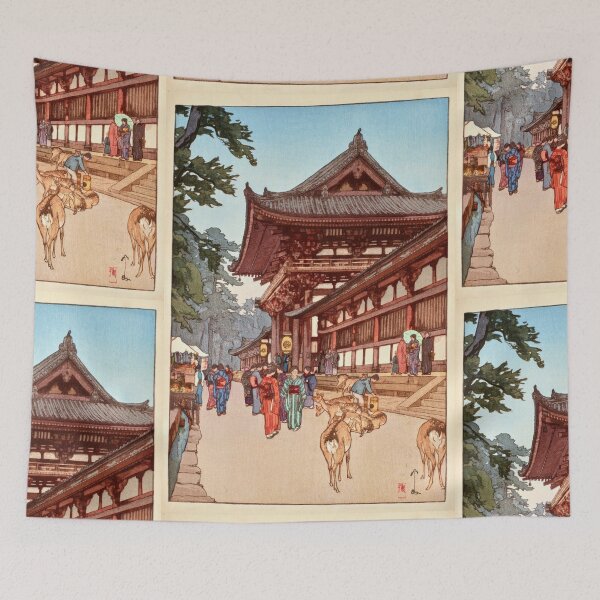 Item preview, Daibutsu Sanmon by Yoshida Hiroshi : Serene Temple Scene Japanese Poster designed and sold by artofuniverse.