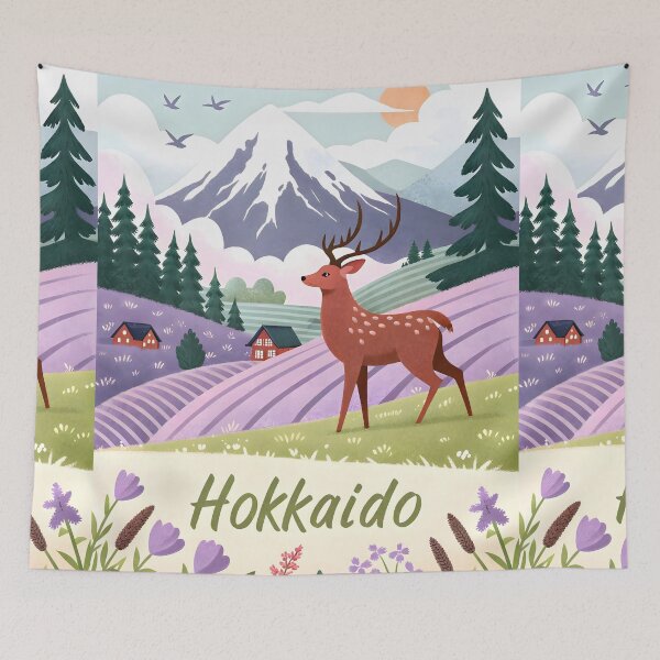 Item preview, Majestic Deer in Hokkaido Lavender Fields – Japan Nature Art Print designed and sold by Witsprings.