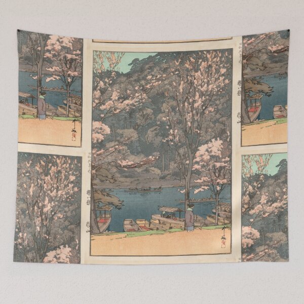 Item preview, Eight Scenes of Cherry Blossom Arashiyama by Yoshida Hiroshi : Tranquil Japanese Poster designed and sold by artofuniverse.