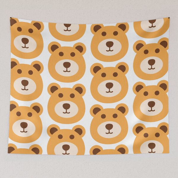 Aperçu de l'œuvre Tête d'ours en peluche mignonne style emoji, tête d'animal minimaliste et simple créée et vendue par Jirada.
