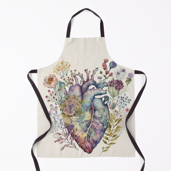 Item preview, Heart overgrown with florals 2 - anatomy floral botanical watercolor illustration designed and sold by EmeraldeaArt.