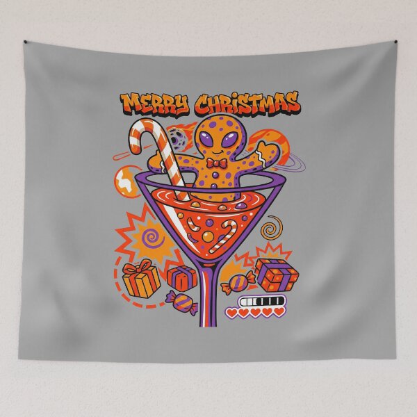 Item preview, Merry Christmas Alien Gingerbread Cocktail - Psychedelic Xmas designed and sold by AwesomeBeyondLimits.
