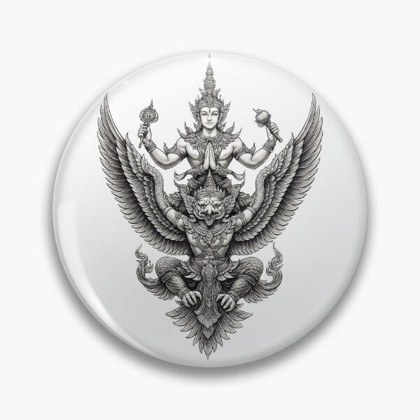 Item preview, Divine Deity Riding Garuda – Sacred Thai Mythology Art designed and sold by Sksticker991.