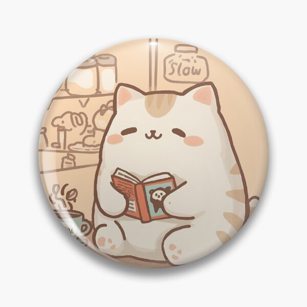 Item preview, Cute Chubby Cat Reading & Writing in Tiny Journal | Cozy Café Pastel Style Illustration – Slow Day Friends designed and sold by SlowDayFriends.