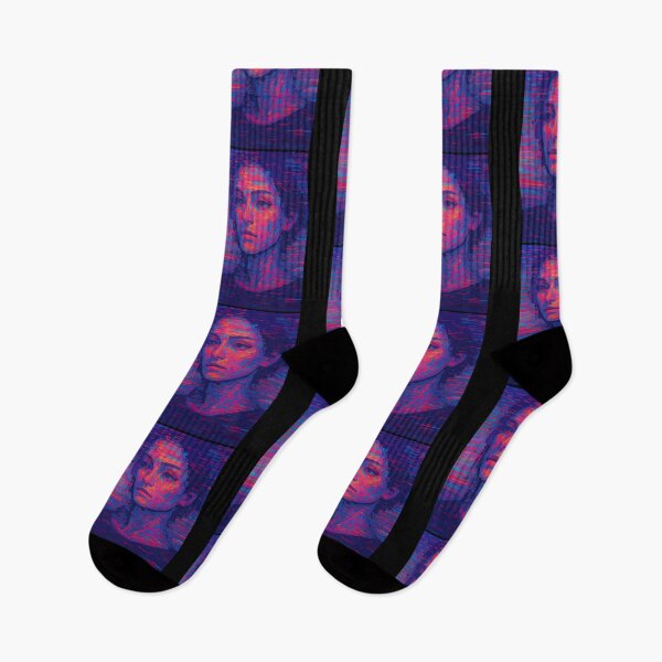 Item preview, Cyberpunk Glitch Portrait – Neon Synthwave Futuristic Female Art | Vibrant Vaporwave Aesthetic designed and sold by BrainBubbleArt.