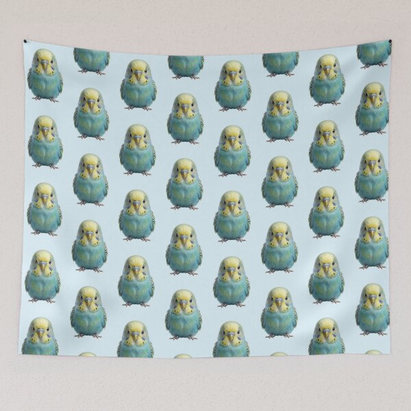 Item preview, Colorful budgie portrait – Cute Blue Yellow Budgie designed and sold by DAGHO.
