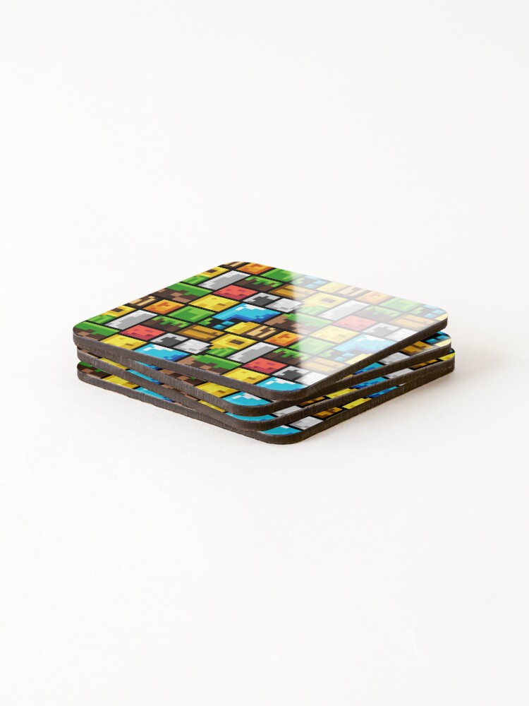 Thumbnail 4 of 5, Coasters (Set of 4), Pixelated Gamer Blocks Pattern designed and sold by SteezeeStore.