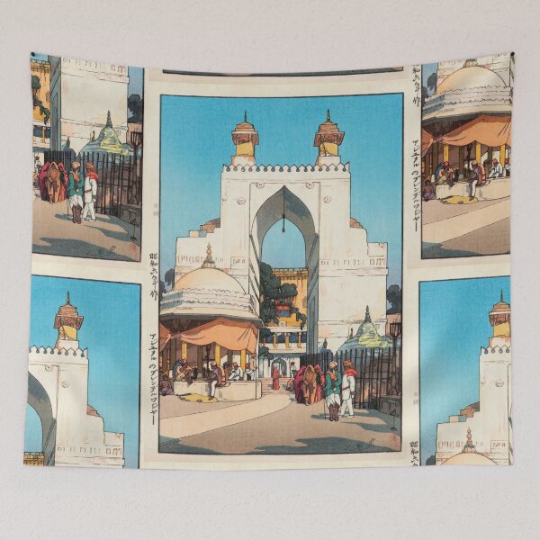 Item preview, High Gate in Ajmer Style 2 by Yoshida Hiroshi : Vintage Japanese Poster designed and sold by artofuniverse.