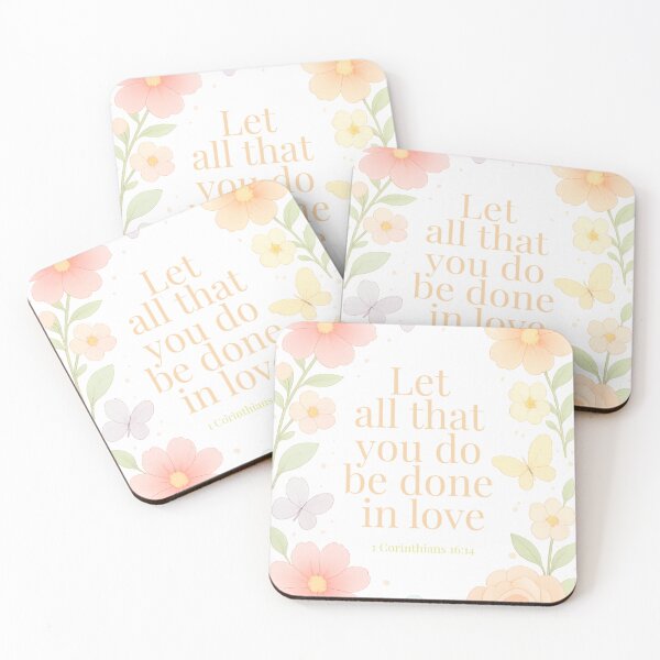 Item preview, Soft Pastel Aesthetic Floral Frame with Butterflies – 1 Corinthians 16:14 designed and sold by mariannrina.