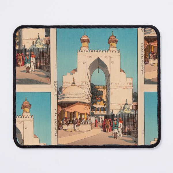 Item preview, High Gate in Ajmerr by Yoshida Hiroshi : Architectural Street Scene Japanese Poster designed and sold by artofuniverse.