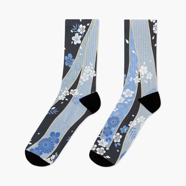 Item preview, Japanese Floral Kimono Pattern Winter Nights designed and sold by urrin DESIGN.