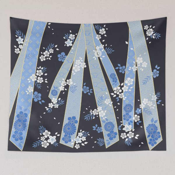 Item preview, Japanese Floral Kimono Pattern Winter Nights designed and sold by urrin DESIGN.