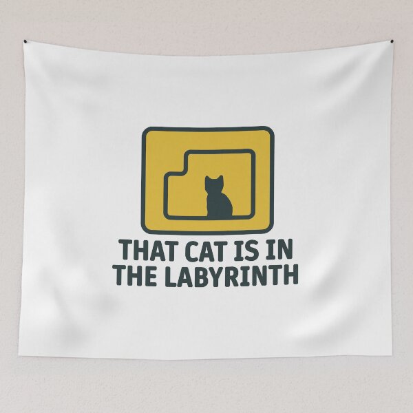 Item preview, That Cat Is in the Labyrinth – Minimalist Cat Maze Illustration, Funny Feline Quote, Aesthetic Geometric Design for Cat Lovers designed and sold by BrainBubbleArt.