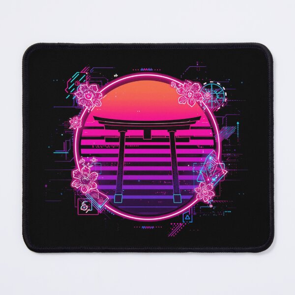 Item preview, Neon Torii Gate – Cyber Japan Synthwave Sunrise Art designed and sold by PLUSHIWORLDtm.