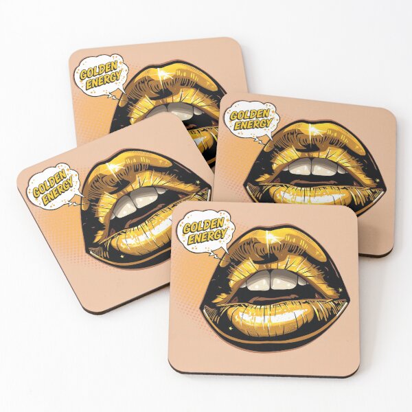 Item preview, Vibrant Golden Lips Pop Illustration designed and sold by Trueways.