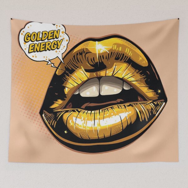 Item preview, Vibrant Golden Lips Pop Illustration designed and sold by Trueways.