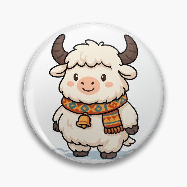 Item preview, Cute Winter Yak with Scarf – Cozy Kawaii Mountain Animal Illustration for Stickers, Kids Apparel & Holiday Gifts designed and sold by CosmoPixelArts.