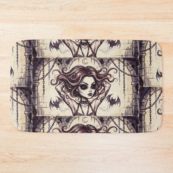 Item preview, Cute vampire girl with bats illustration designed and sold by Vintage Designs +.