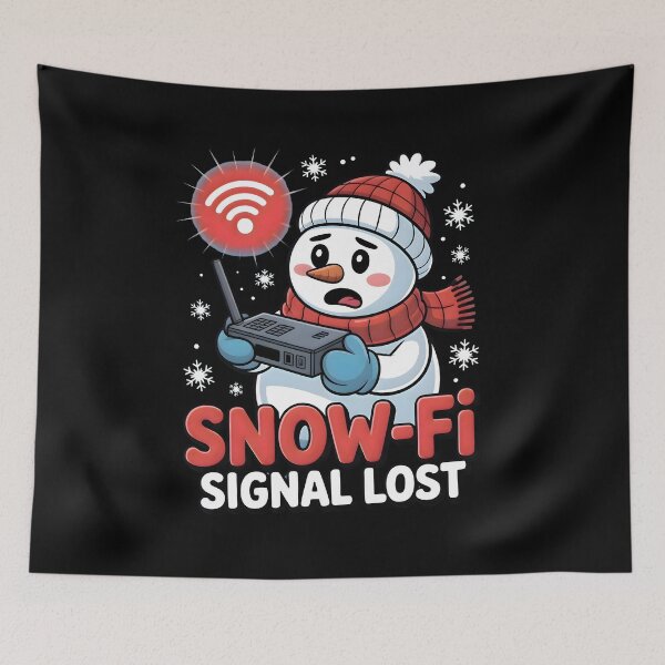 Item preview, Snow-Fi Signal Lost – Snowman Fixing Router Funny Winter Art designed and sold by CalmDownZone ⭐️⭐️⭐️⭐️⭐️.
