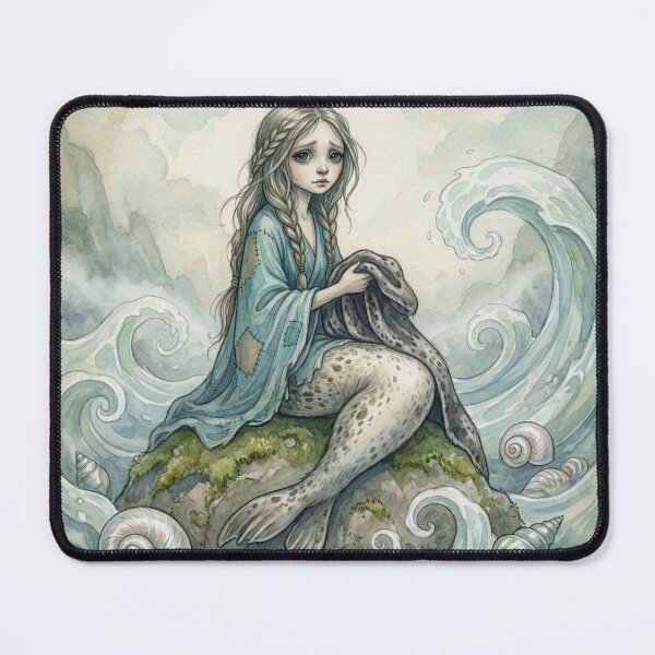 Item preview, Cute Mermaid like Selkie folklore creature Watercolor Dream illustration designed and sold by Vintage Designs +.