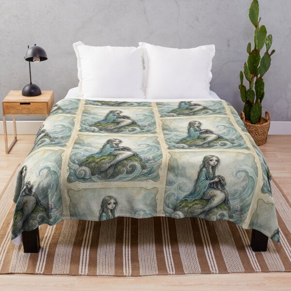 Item preview, Cute Mermaid like Selkie folklore creature Watercolor Dream illustration designed and sold by Vintage Designs +.