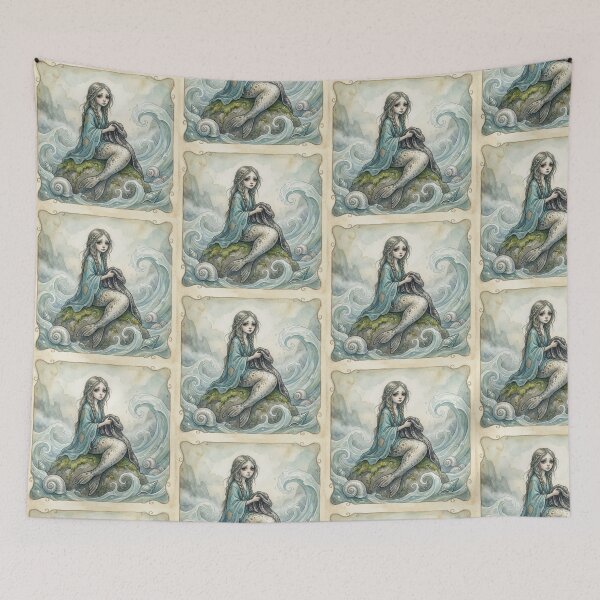 Item preview, Cute Mermaid like Selkie folklore creature Watercolor Dream illustration designed and sold by Vintage Designs +.