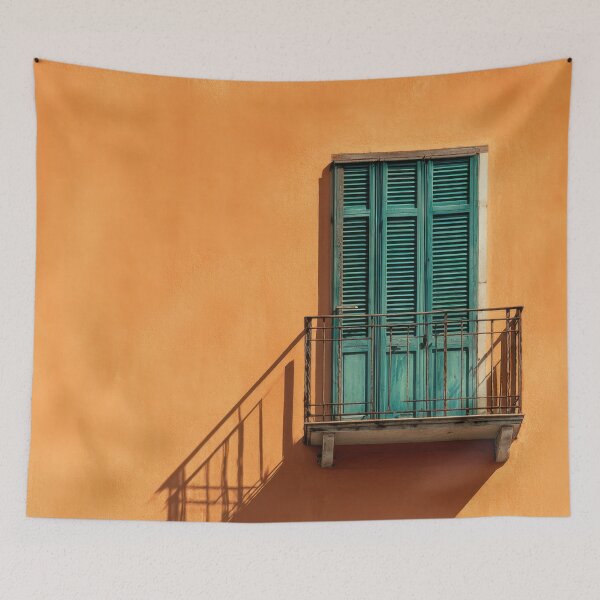 Item preview, Bright balcony against orange wall designed and sold by anytka.