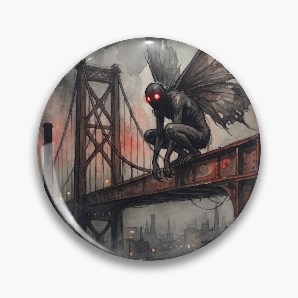 Item preview, Mothman cryptid sitting on a Bridge Watercolor designed and sold by Vintage Designs +.