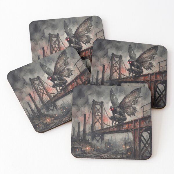 Item preview, Mothman cryptid sitting on a Bridge Watercolor designed and sold by Vintage Designs +.