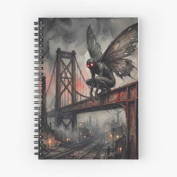 Item preview, Mothman cryptid sitting on a Bridge Watercolor designed and sold by Vintage Designs +.