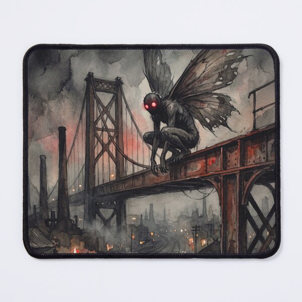 Item preview, Mothman cryptid sitting on a Bridge Watercolor designed and sold by Vintage Designs +.