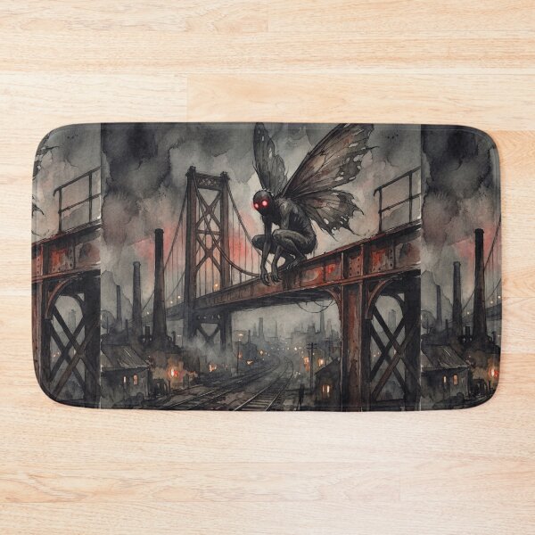 Item preview, Mothman cryptid sitting on a Bridge Watercolor designed and sold by Vintage Designs +.
