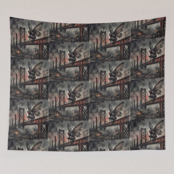 Item preview, Mothman cryptid sitting on a Bridge Watercolor designed and sold by Vintage Designs +.