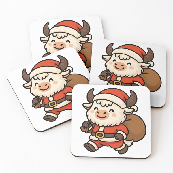 Item preview, Cute Yak Santa Claus – Kawaii Christmas Yak Character Illustration for Stickers, Kids Gifts & Holiday Decor designed and sold by CosmoPixelArts.