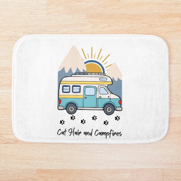 Aperçu de l'œuvre Poils de chat et feux de camp. Conception de camping-cars et de chats créée et vendue par SofikoDesigns.