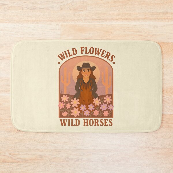 Item preview, Wild Flowers & Wild Horses – Retro Cowgirl Western Art designed and sold by fernandmoonbeam.