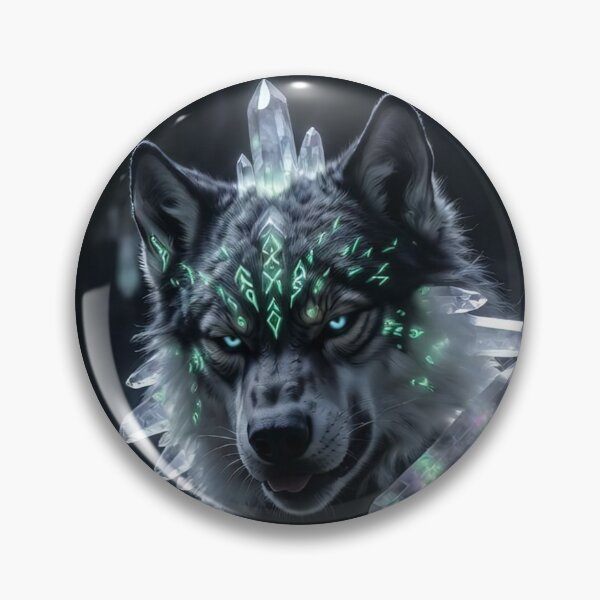 Item preview, Crystal Wolf Guardian - Mystic Anthro Warrior in Enchanted Cave designed and sold by AiDigitalSanctum.
