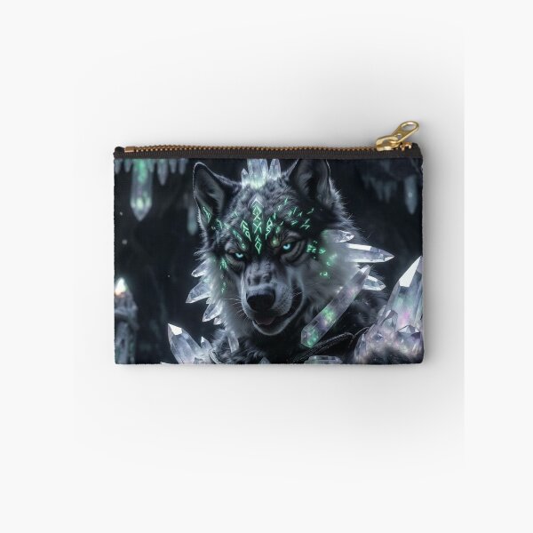 Item preview, Crystal Wolf Guardian - Mystic Anthro Warrior in Enchanted Cave designed and sold by AiDigitalSanctum.
