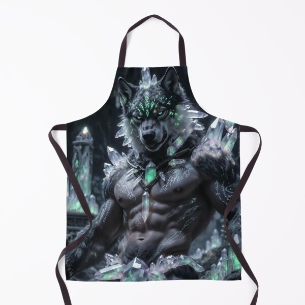 Item preview, Crystal Wolf Guardian - Mystic Anthro Warrior in Enchanted Cave designed and sold by AiDigitalSanctum.