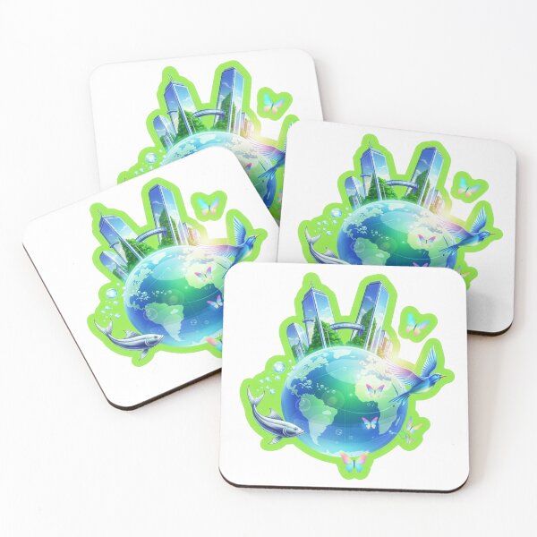 Item preview, "Aero Biosphere: A Global Harmony Icon featuring Futuristic Architecture, Avian, Marine, and Lepidopteran Life, Highlighted by a Die-Cut Lime Green Border." designed and sold by CYBER-ROR.