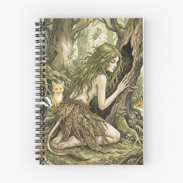 Item preview, Folklore fey folk Huldra in the dense Forest Watercolor designed and sold by Vintage Designs +.