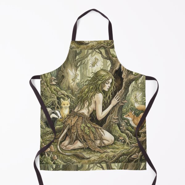 Item preview, Folklore fey folk Huldra in the dense Forest Watercolor designed and sold by Vintage Designs +.