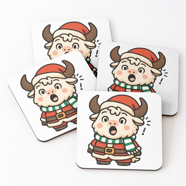 Item preview, Cute Surprised Yak Santa – Kawaii Christmas Yak Character Illustration for Stickers, Kids Gifts, Holiday Cards & Winter Decor designed and sold by CosmoPixelArts.