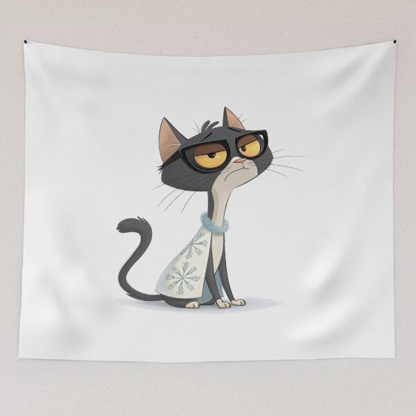 Item preview, Sassy Winter Cat in Glasses – Cozy Holiday Cartoon Illustration by Vivo Studio designed and sold by VivoStudio.