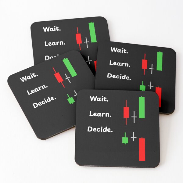 Item preview, Wait. Learn. Decide. – Doji Candlestick Trading Psychology Design designed and sold by Kovrika.